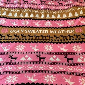Pink and Camel Ugly Sweater Weather throw blanket 57x 55in